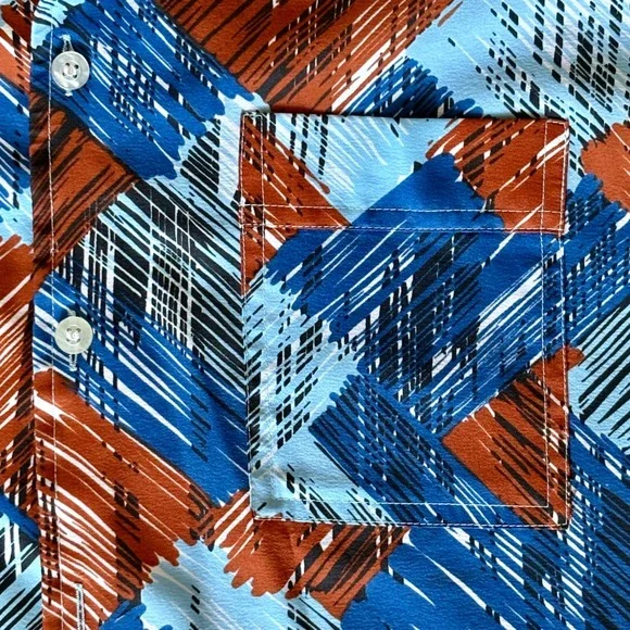 Joel of California 1970s Disco Shirt | Size L | Geometric Print Vintage 70s - Picture 8 of 11